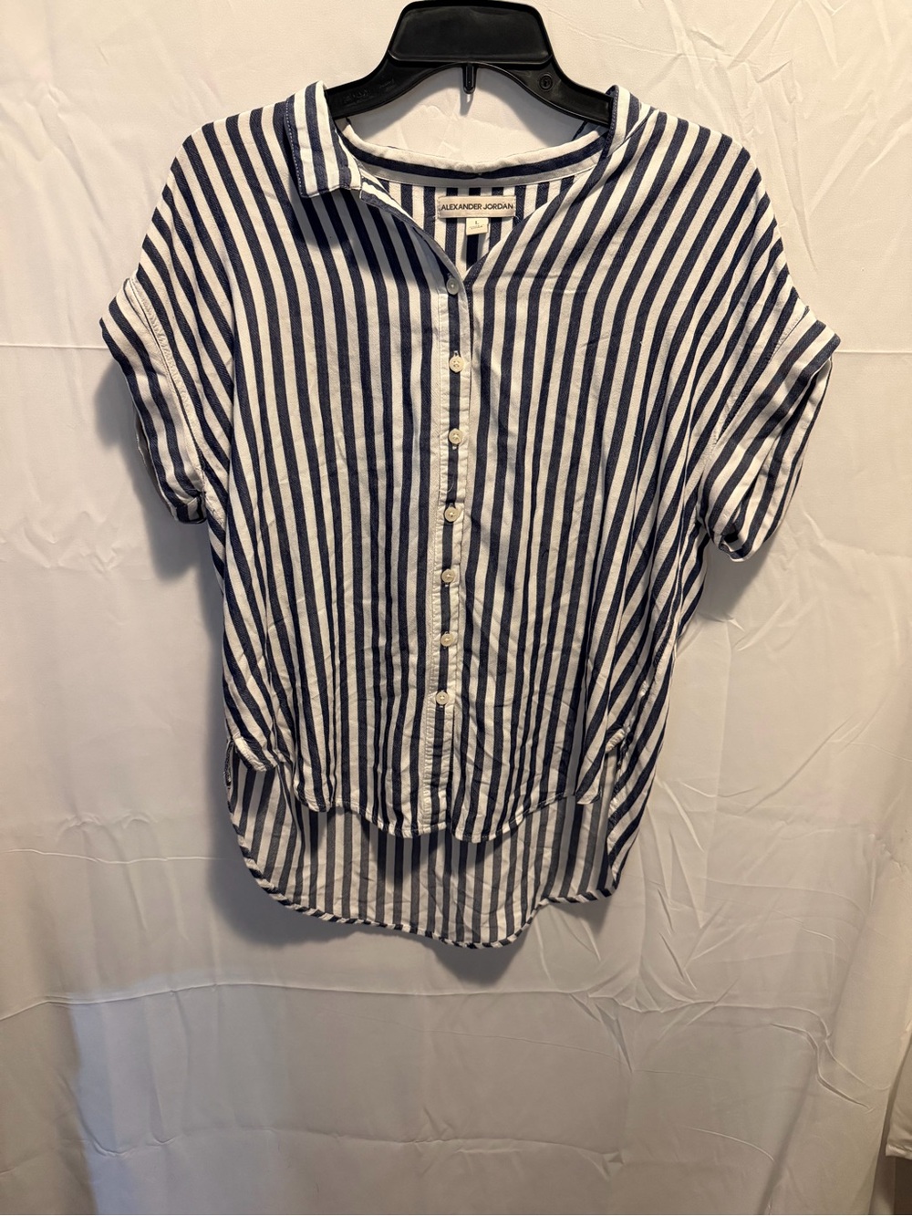 Alexander Jordan Navy and White Striped Button-Down Blouse